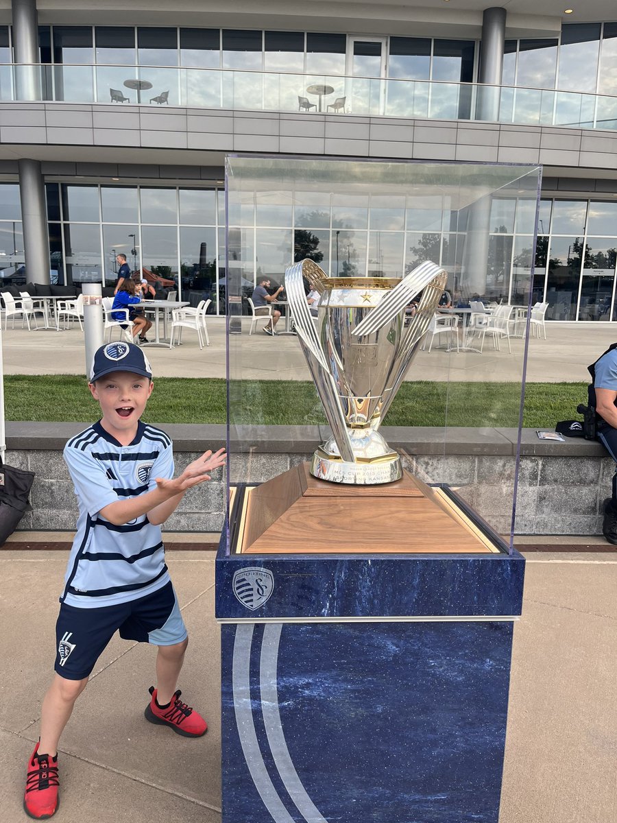 10 years ago I was lucky enough to watch <a href="/SportingKC/">Sporting Kansas City</a> win the MLS cup. A few days later my son was born. Being involved with <a href="/SportingNE_FC/">SportingNebraskaFC</a> as a coach, we got to see the trophy as an affiliate club. My son got to see it back then and tonight at the anniversary game. #soLittle