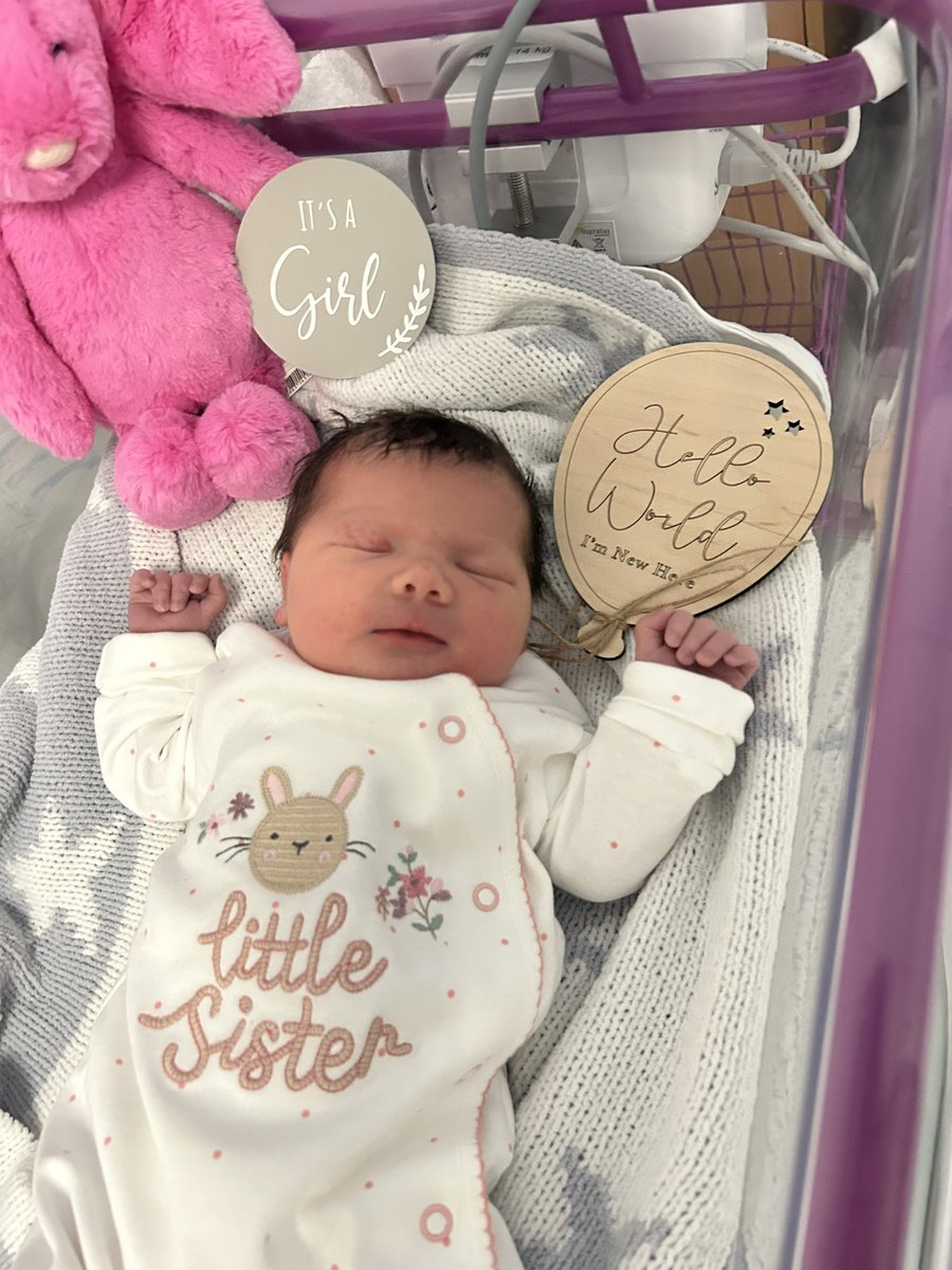 bedhead01's tweet photo. Welcome to the world Betsy Olive Holliday born 2 weeks early on the 23rd august- 8lbs
It was you I needed all along to complete me 🌎 my white baby turned out to be another pink 💗🤍. #betsy #baby#3 https://t.co/k0nz8UcAZx