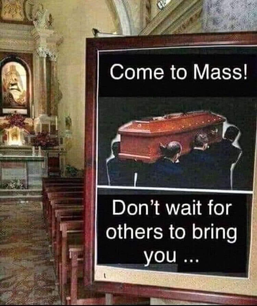 Make a plan, go to Holy Mass every Sunday! 💒 Text your friends, bring them along. Don’t be heathens. #CatholicConnect #Catholic #Catholics #HolyMass #Christians #Christianity Full Post: zpr.io/2DpSEL9YDnQN