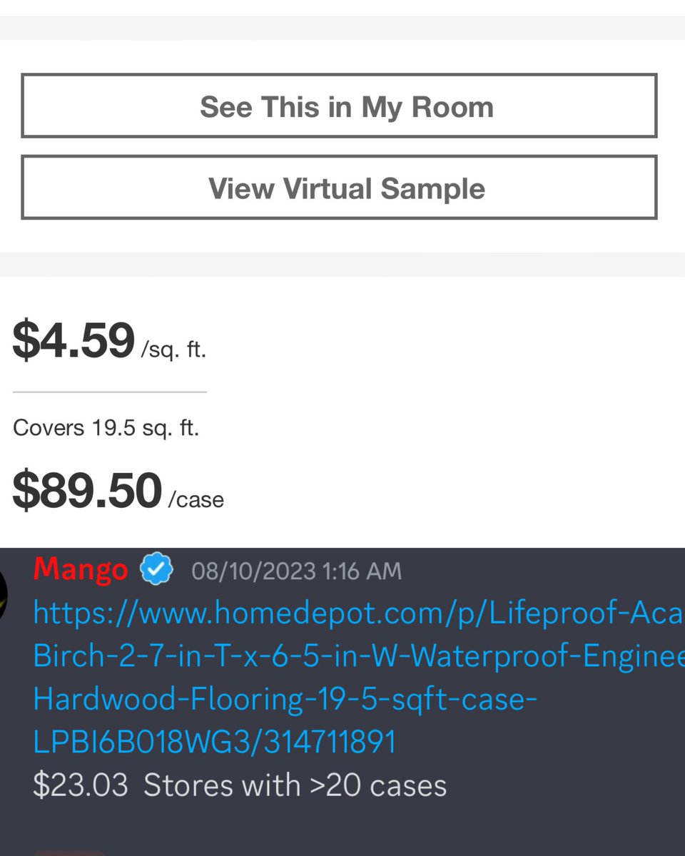 profit_lounge's tweet image. $45,000 worth of floorings for $11,500🤑

$9-$23 a case.

Want a free spot? Like this tweet and keep yours dms open!