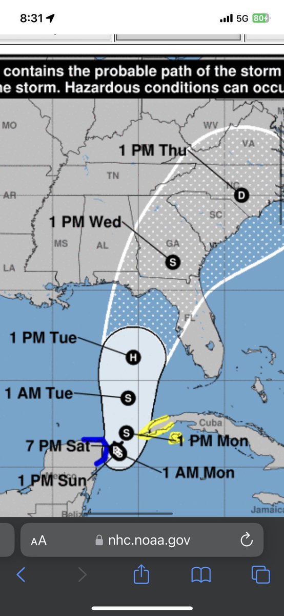 ChrisFLTornado's tweet photo. Currently forecast that #TD10 strengthens to #HurricaneIdalia in the Gulf by Tuesday. #fkwx #fsuwx #tallahassee https://t.co/QnAgXD30Mi