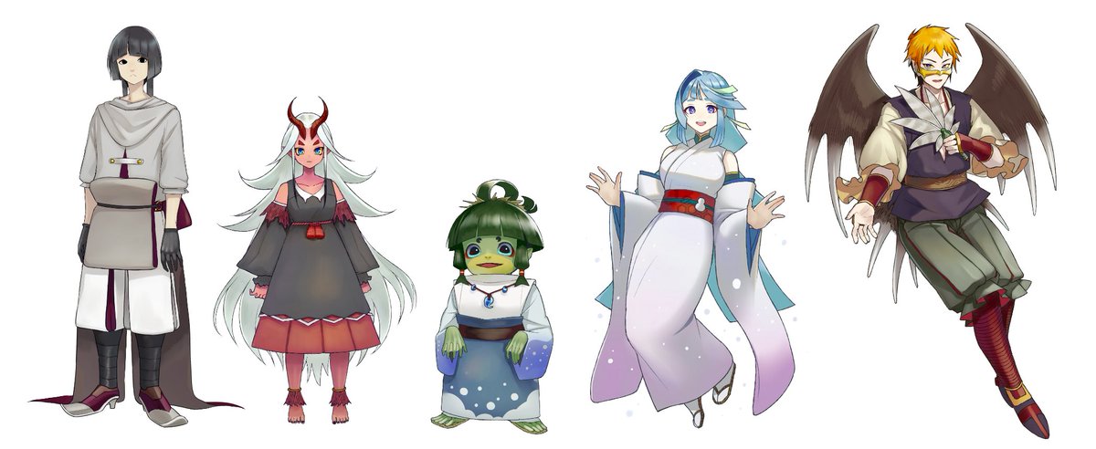 「IRIAMで遊ぶように描いた妖キャ達です!IRIAMはそろそろ引退します。 」|大海みずのイラスト