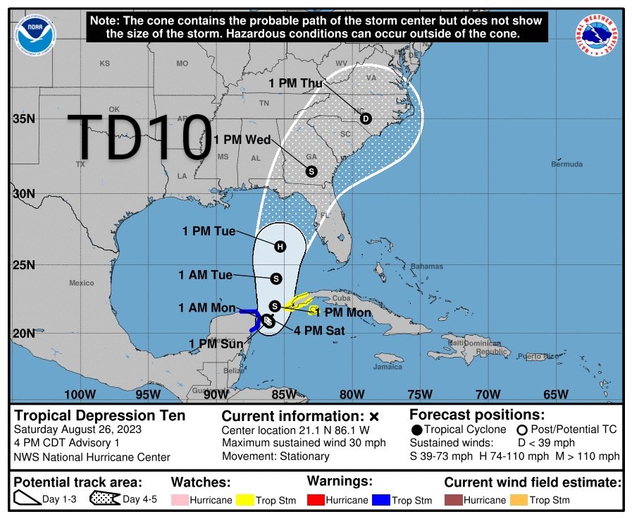 WeathersWX's tweet image. Looking over the data, I'm struck by how similar Michael was to #TD10 right now. The expected path/intensity at this point are nearly identical, and conditions are about as favorable. There is still considerable uncertainty but the analog is there and TD10's ceiling is very high.