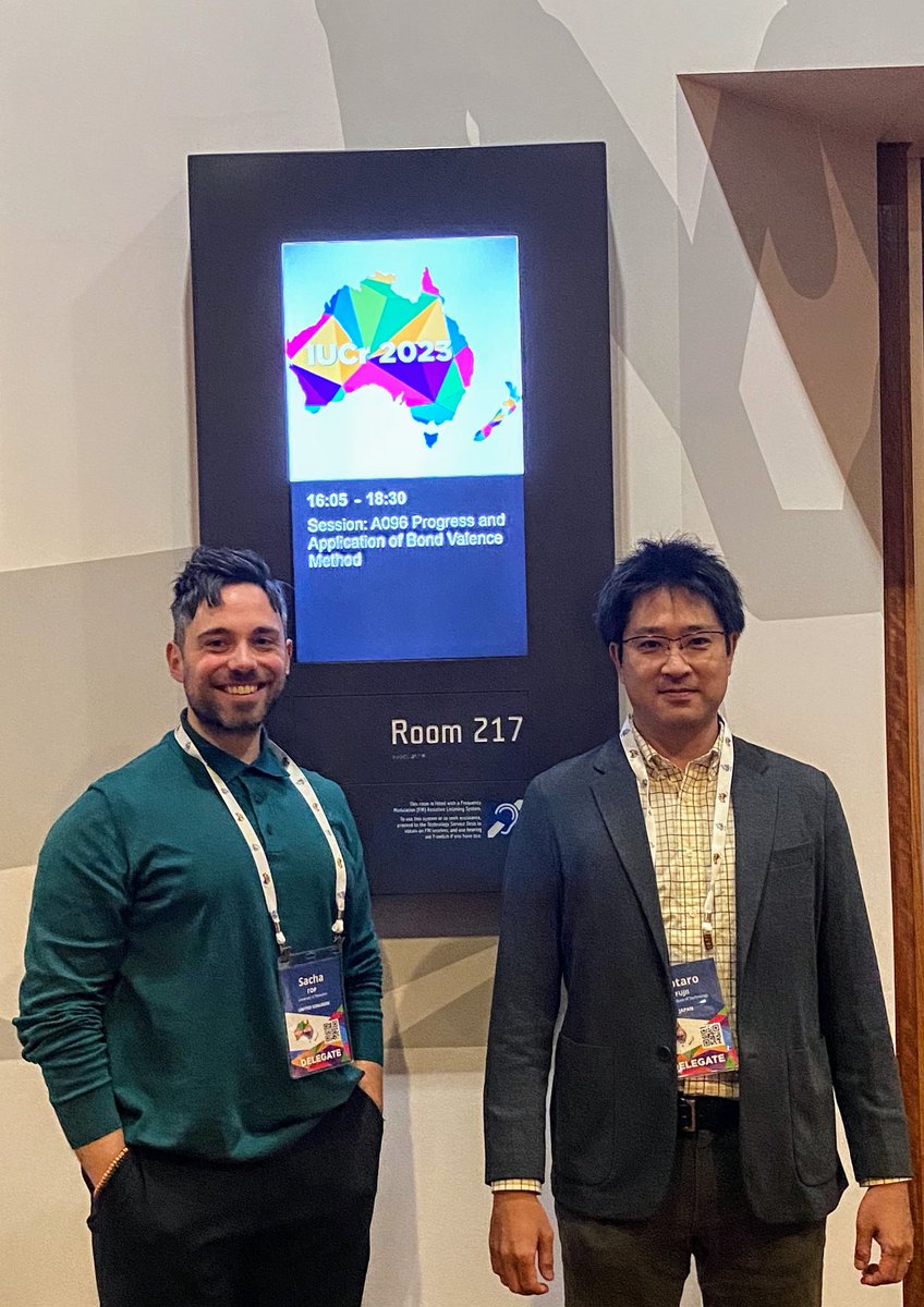 Very happy and grateful for the opportunity to present my work <a href="/IUCr2023/">IUCr2023</a> thanks Kotaro for inviting me (here all smiles after the session) 😁 Excellent speakers, great science, amazing organization, and a 329kg diamond: what could you want more from a conference?! #IUCr2023 💎