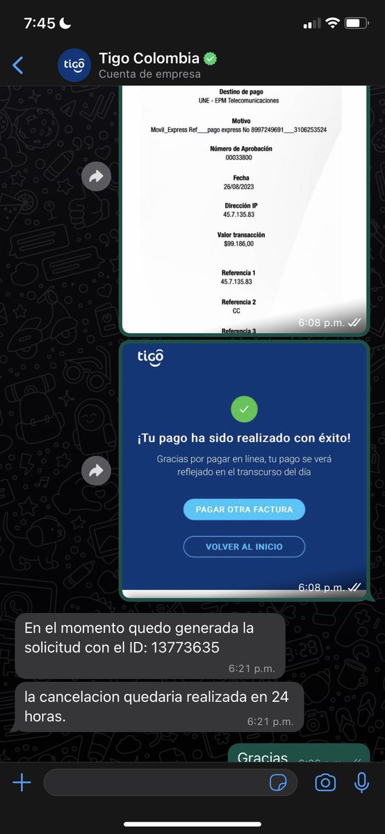 rikaQuinte80941's tweet photo. @Tigo_Colombia ya tengo radicado de la cancelación del plan! Toca rogar para que hagan su trabajo! 24 horas y no más cobros! #nomasabusostigocol https://t.co/Vcs1TXwjeK