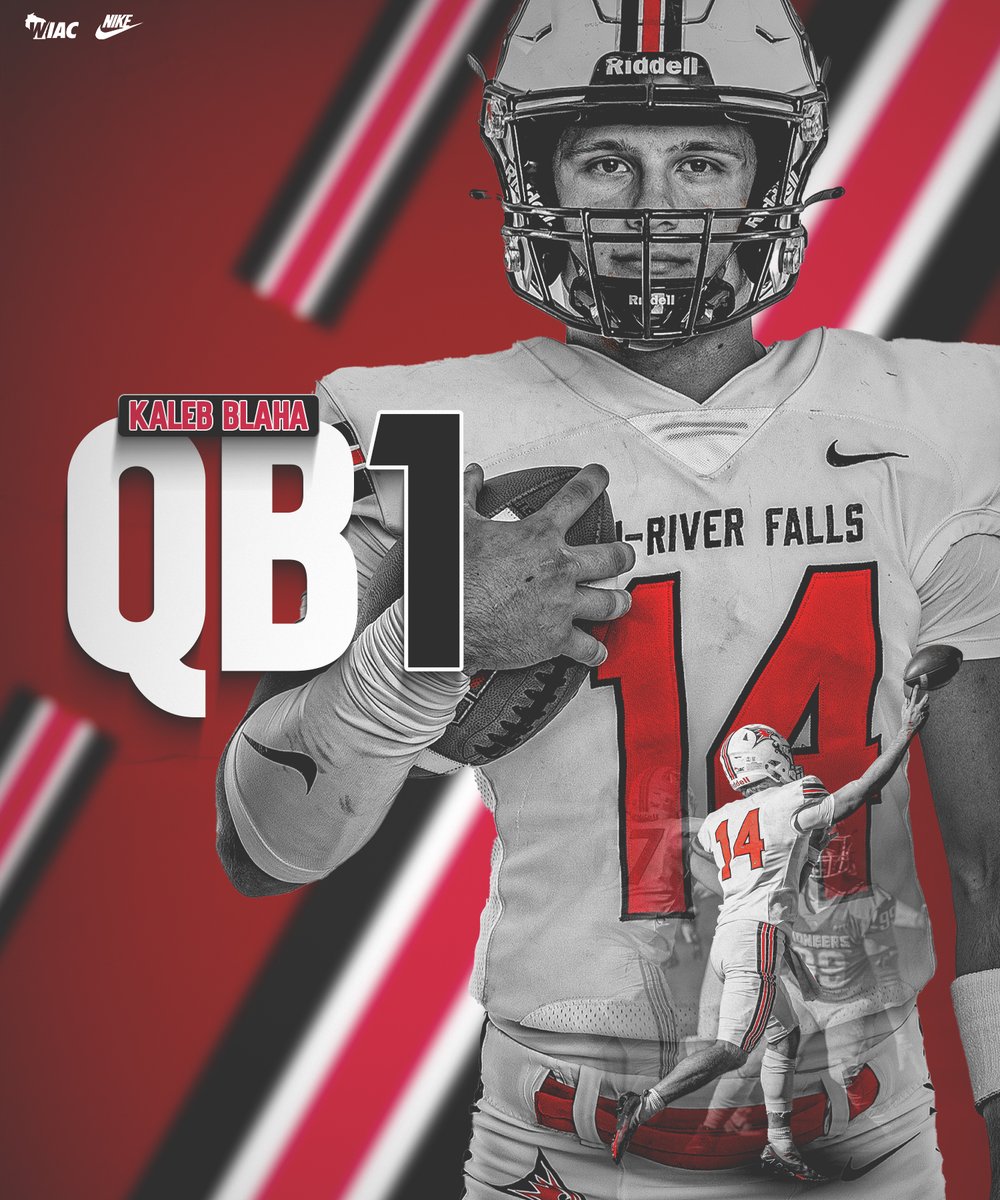 UWRFFootball's tweet photo. QB1.

Junior Kaleb Blaha returns for the 2023 season fifth all-time in total offense. 

In 2022, he led the WIAC in scoring and total offense. He was also fourth in the country in total offense. https://t.co/bQcfsiNTiS