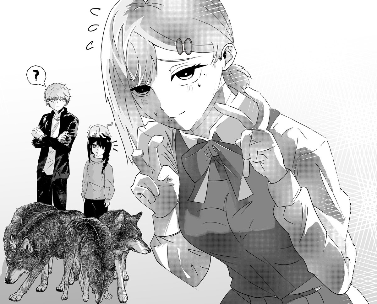 Kobeni entered the same denji high school thanks to kishibe #chainsawan #denji, #nayuta, #kobeni