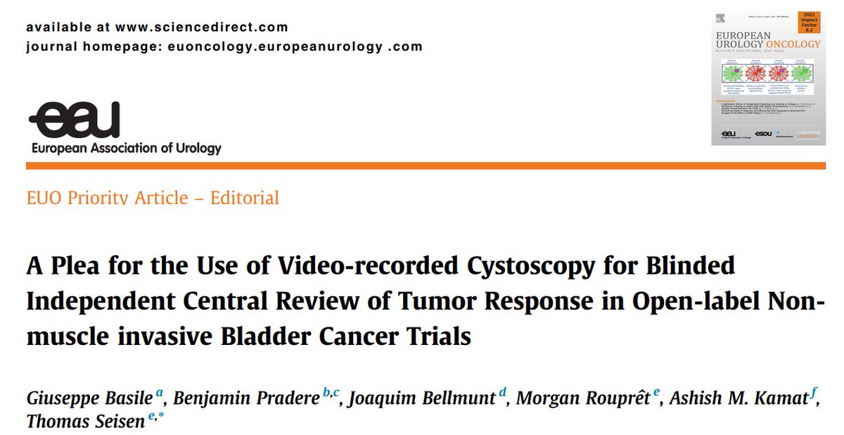 Should we be using video-recorded cystoscopy for blinded independent central review of tumor response in Open-label NMIBC Trials? @BenjaminPradere @MRoupret @ThoSeisen @OncoBellmunt @EUplatinum #bladdercancer sciencedirect.com/science/articl…