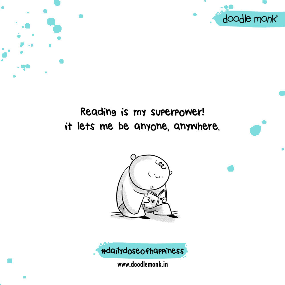 DoodleMonk's tweet photo. Words have the power to transport us to places beyond our imagination!
Happy morning people :) 
#dailydoseofhappiness #doodlemonk #doodlelove #morningvibes #booksarelove https://t.co/wS89oLY7ly