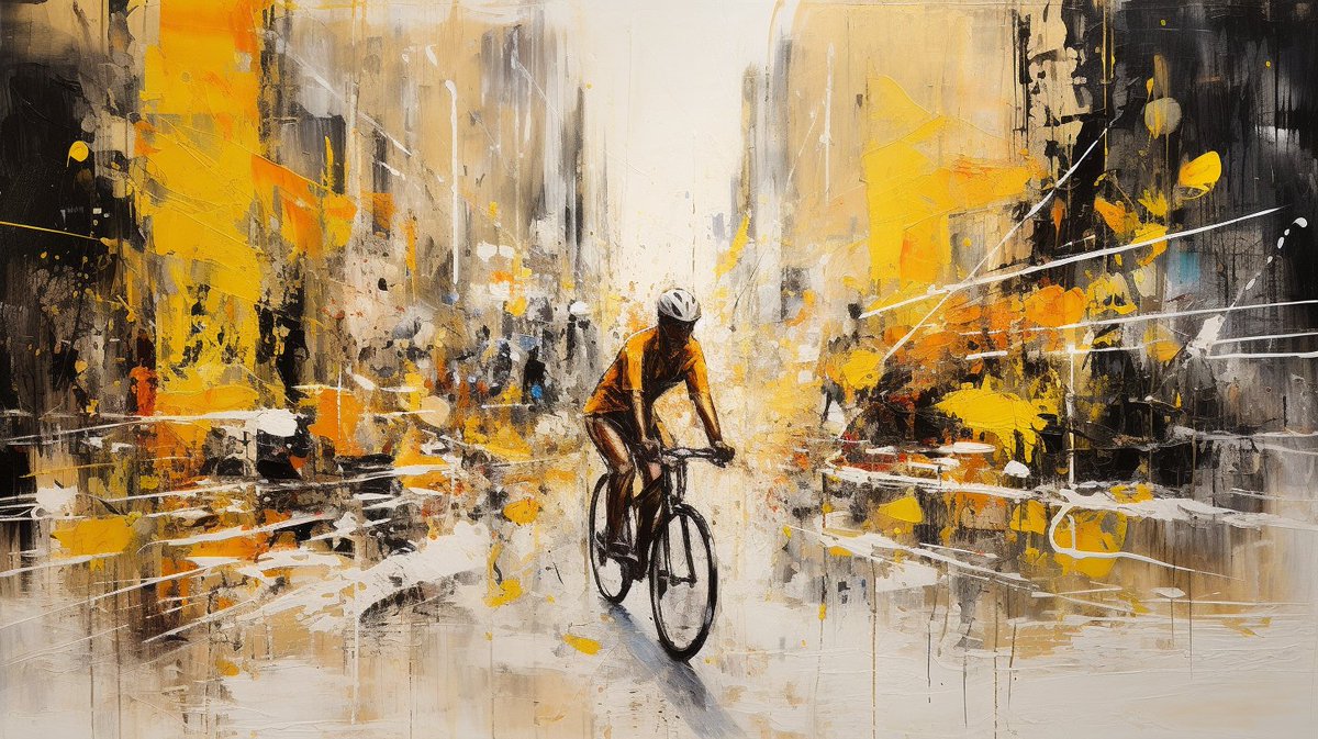 aiartfuture's tweet photo. Introducing 'Urban Velocity,' the latest addition to our Sportive Strokes collection on OpenSea. Navigate the cityscape with skill and speed. 🚴‍♂️🏙️

Check it out: https://t.co/0cnyHZMctG
#CyclingArt #AdrenalineRush #SkillAndSpeed #RoadCycling #ArtOfTheDay #SportsArt #OpenSea https://t.co/UAEV5FXJ1e