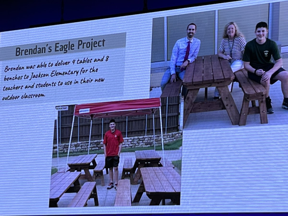 roachteach's tweet photo. So proud of Brendan Commender, former @JacksonPlano &amp; @FMS_Plano student, now @SheptonWolfpack who was honored with Eagle Scout status! Jackson Teachers cheered him on! #PISDLevelUp https://t.co/0bjuNrdRe1