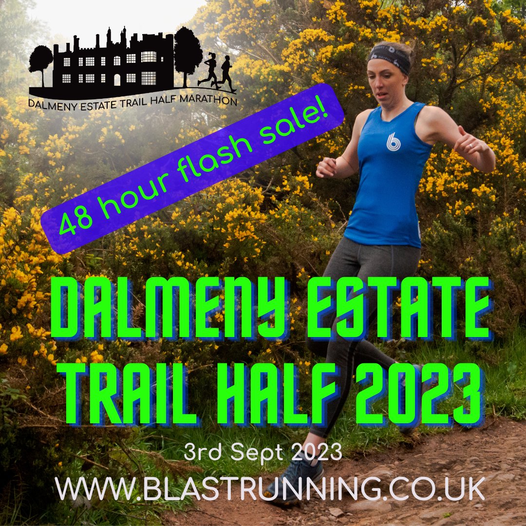 Snap up one of the last few remaining places for the Dalmeny Estate Trail Half Marathon before entries close. Use the code FLASH20 to receive a 20% discount on your entry before entries close on Monday 28th at 11pm. blastrunning.co.uk