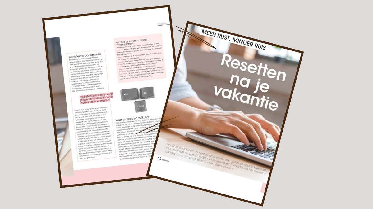 Net terug van vakantie, overweldigd door de dagelijkse drukte? Lees het artikel in de laatste Vriendin waarin ik alles uitleg over het belang van rust en hoe je
ongewenste ruis kunt verminderen. 
Wil je het hele artikel lezen? bitly.ws/Tet8