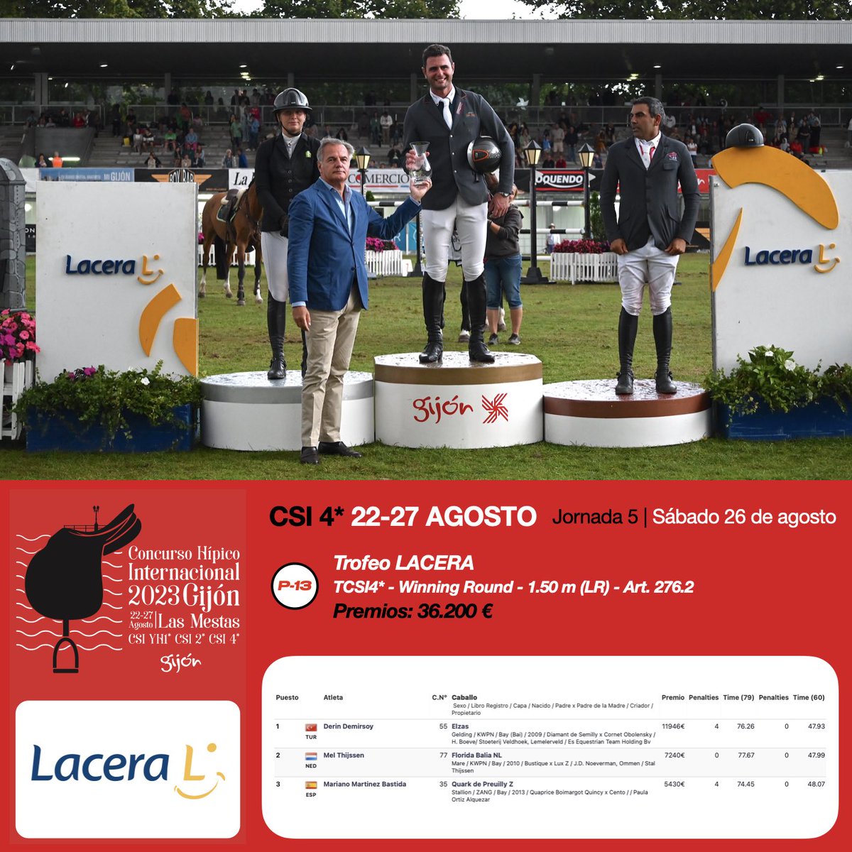 Excelente recorrido de Derin Demirsoy. 
gijonhorsejumping.es/dos-de-dos-en-…