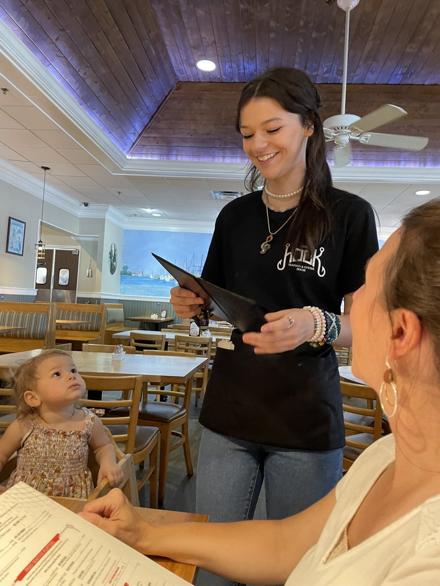 DKCaudell's tweet photo. We have the cutest waitress tonight #MyGal https://t.co/moNWJLLHKl