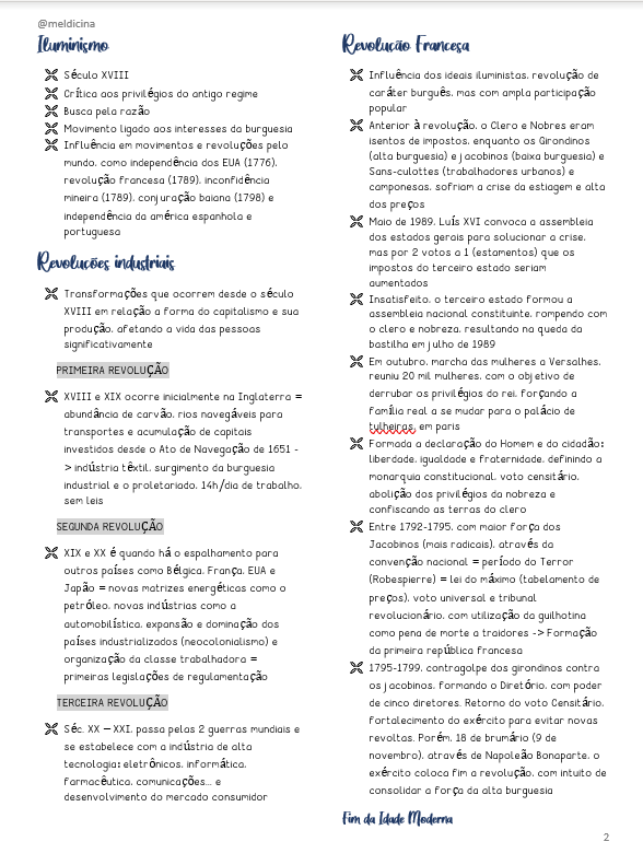 MELdicina's tweet photo. Resumo da revisão de idade moderna! https://t.co/ZmCaQc206n
