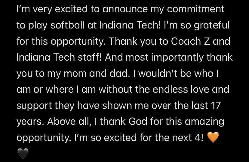 avabaker22's tweet photo. Very excited for what’s to come! 🧡🖤@Stingrays06 @TimBakerr @IndianaTech https://t.co/Mvfo8YNczi