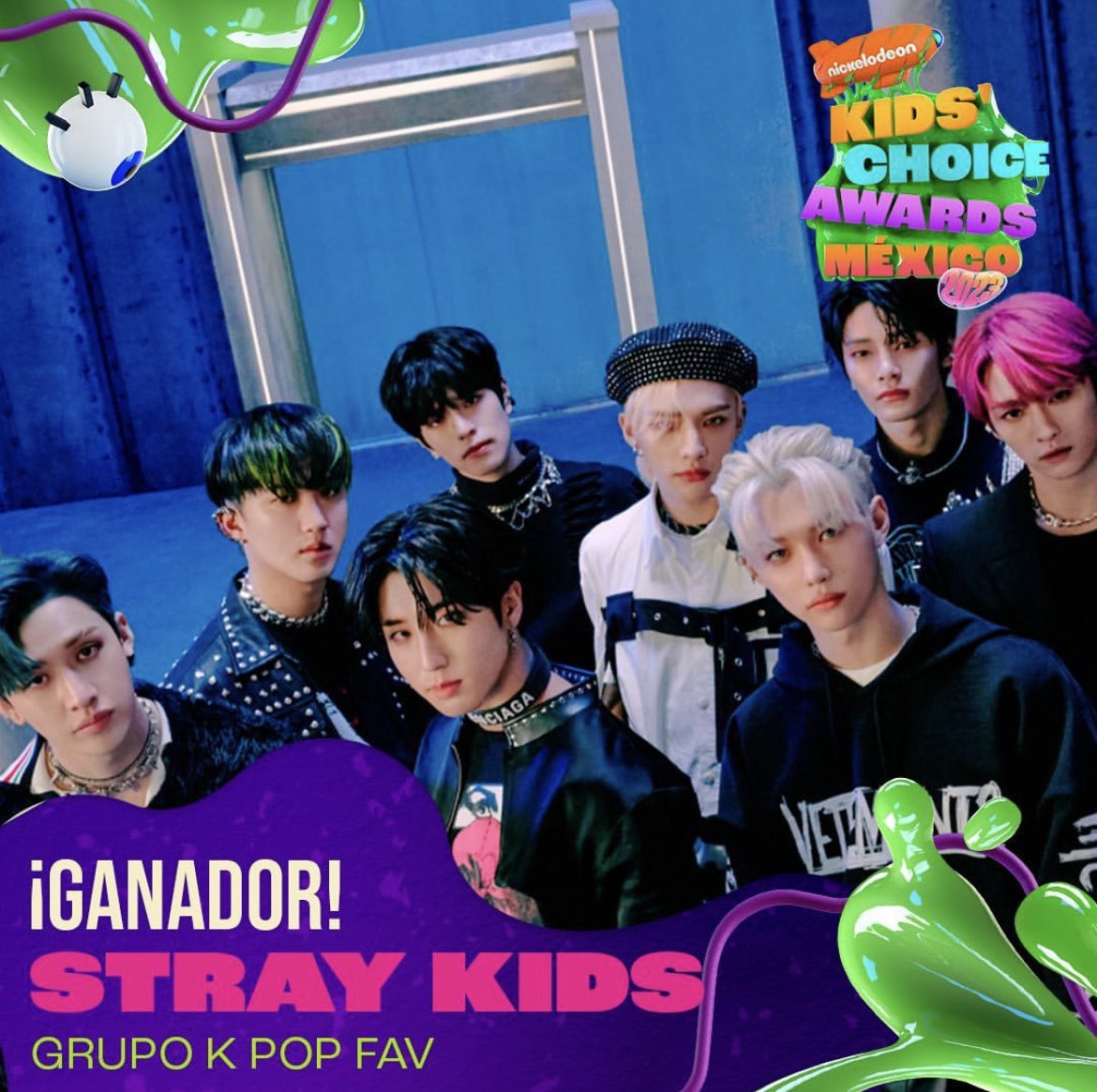 [🎉] [#️⃣HASHTAGS]

@Stray_Kids has won the award of 'Best K-Pop Group' at the Kids Choice Awards Mexico.

Congratulations! 🥳🎉

🔽🔽

STRAY KIDS GRUPO KPOP FAV
#SKZ1stWinKCAMX 
#KCAMexico 
@Stray_Kids