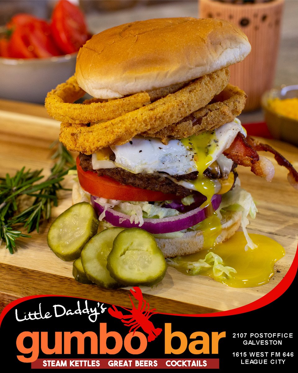 “We had a great lunch!... The hangover burger was delicious! The service was outstanding, and we would recommend it to all who visit Galveston!” ~Melody S.

Delivery: bit.ly/3Qx1iQt
Directions: bit.ly/3micabm
Patio Seating Available