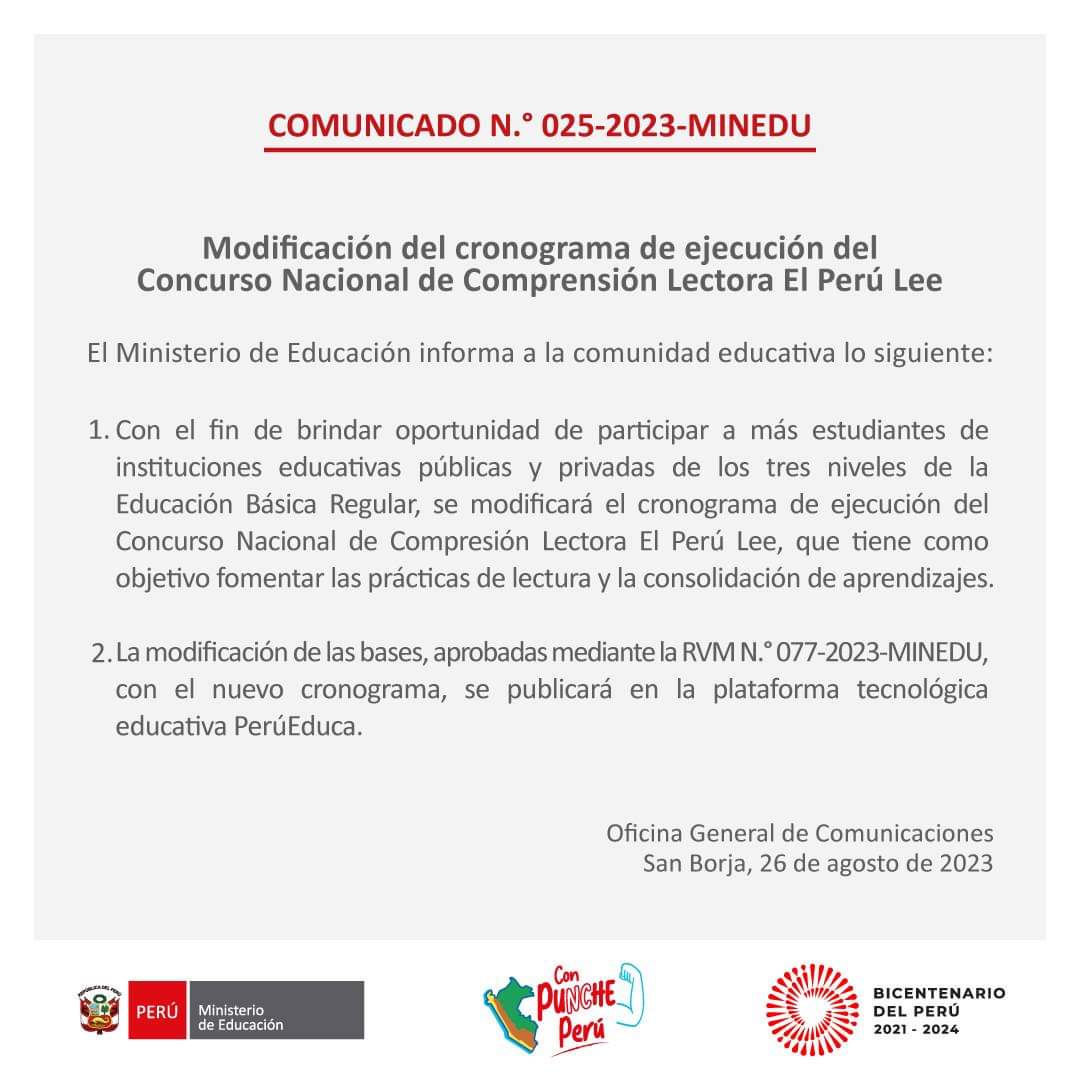 GregorSure11390's tweet photo. #AtenciónComunidadEducativa

🧑‍💻👉Compartimos el comunicado del Ministerio de Educación del Perú .🧑‍💻👇

#Ugelhuaytará🇸🇱 https://t.co/AlkSvfnLYT