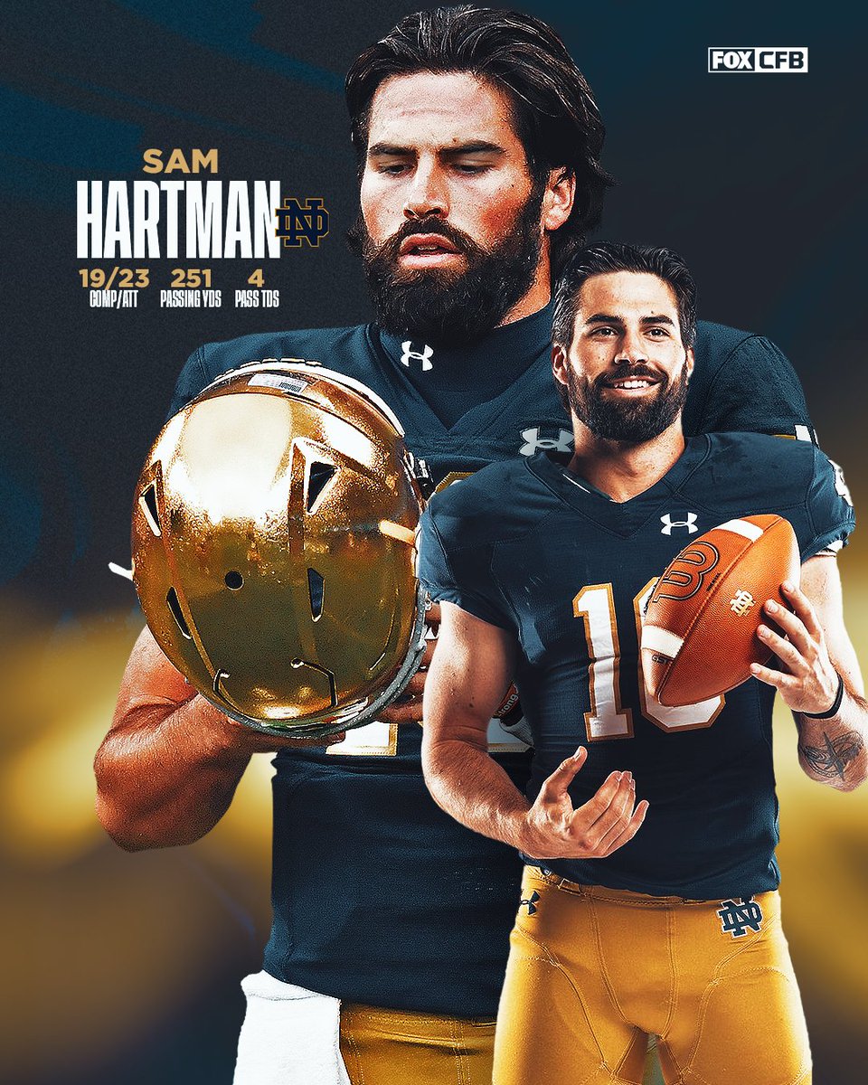 CFBONFOX's tweet photo. Sam Hartman starts the season STRONG for @NDFootball 💪☘️ https://t.co/l6UehrpIUZ