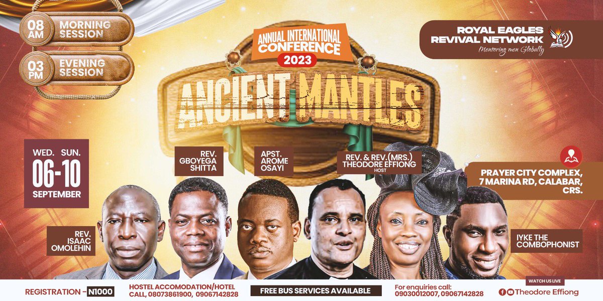 teministries's tweet photo. Join us on the Plateau as the Lord Himself releases upon His people garments of glory.

Clear your schedules and plug in. It promises to be an unusual time at the Lord's feet!

See flier for details.

God bless you 🙏

#ancientmantles2023 https://t.co/EpGmQGUIr6