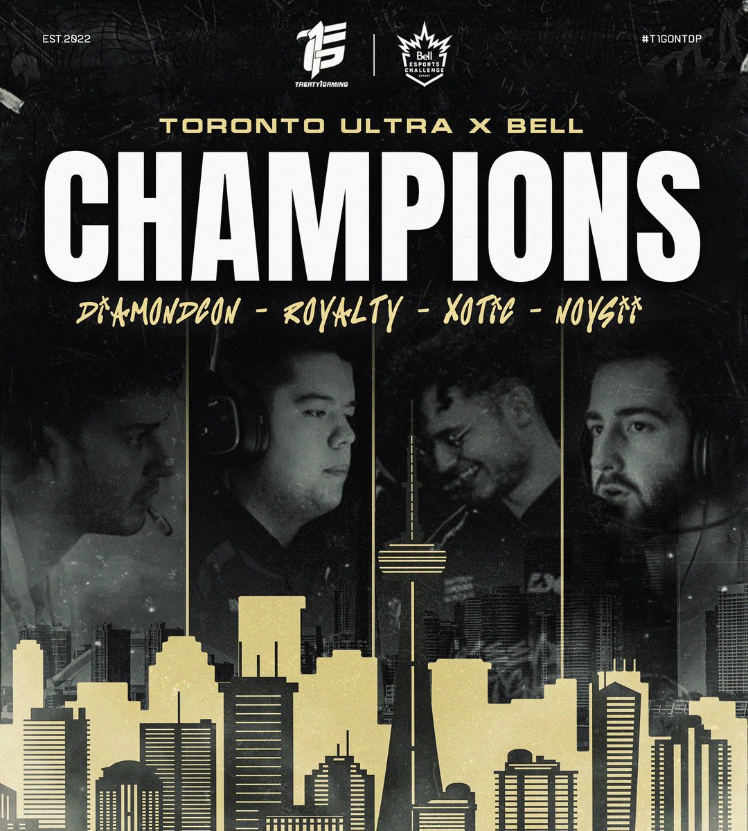 T1Gesports's tweet photo. 🏆Toronto Ultra x Bell 8K Champions🏆

The jobs done😈. We successfully defended our home turf! We are your Toronto x Bell Esports 8K LAN Champs🇨🇦🏆😁. 

🥇@Diamondcon_
🥇@Xotic16
🥇@SaugaRoyalty
🥇@Noysii 

#T1GonTop | #OurTime | #B2BWins https://t.co/G5af2m9xN6