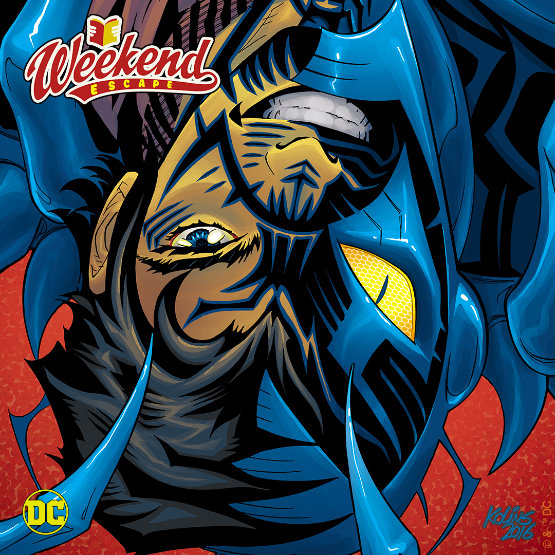 DCOfficial's tweet photo. Jaime Reyes may be the first #BlueBeetle to hit the big screen, but he’s the third hero to use that name. Spend time with Jaime and his predecessor Ted Kord in your #DCWeekendEscape, BLUE BEETLE: THE MORE THINGS CHANGE, from Keith Giffen and Scott Kolins. https://t.co/IZ3G801leZ https://t.co/r3H4Uxxy23