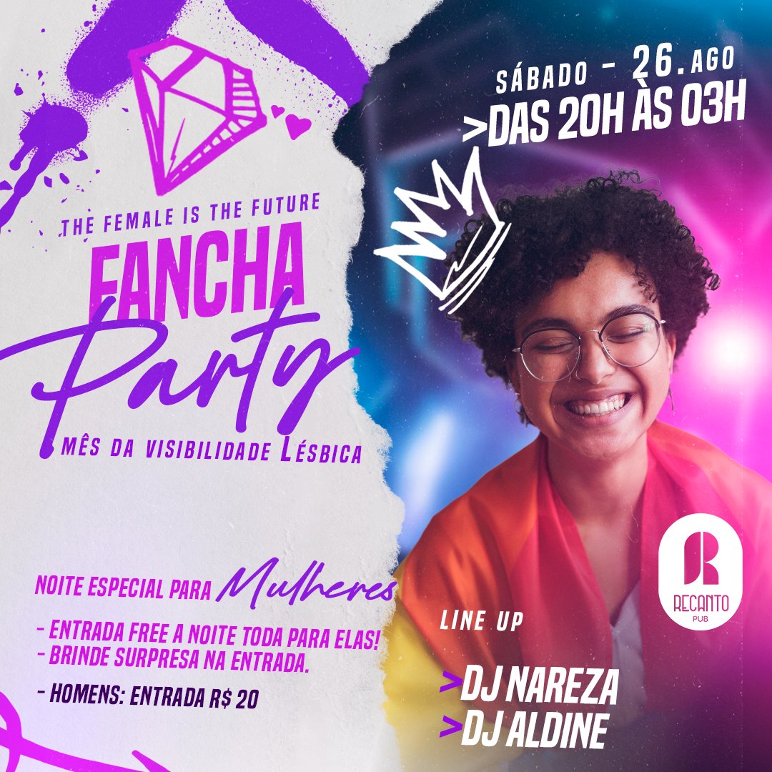 recantoac's tweet photo. Hoje é dia de Fancha Partyyyyyy aqui no Recanto! ☺️

A partir das 20h estamos abertos, com entrada free e brinde surpresa pra todas as girlssss. 

Espero vocês mais tarde!?? https://t.co/7WkPWFgrvb