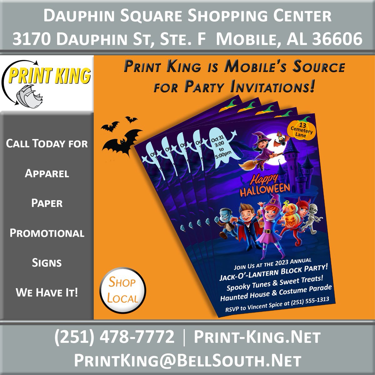 PrintKingMobile's tweet photo. Print King is Mobile’s choice for holiday parties! Whether you need posters, flyers, invitations, or all three, our friendly staff produces full-color material on quality stock that will make announcements pop off the page. So, call #PrintKing today and get a jump on the season. https://t.co/OUCiFqR3kq