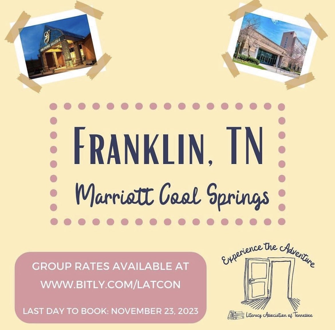 MCLA_Chapter's tweet image. “Experience the Adventure” at our new location! 🦋📍

#tnreads #MCLA #LAT #latcon2023 #ILA