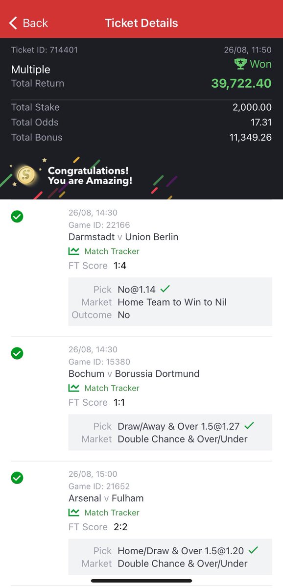 ikhideallen's tweet photo. @BettingTipsMan Thanks so much @BettingTipsMan 
I appreciate this win https://t.co/4WbquTZIe7