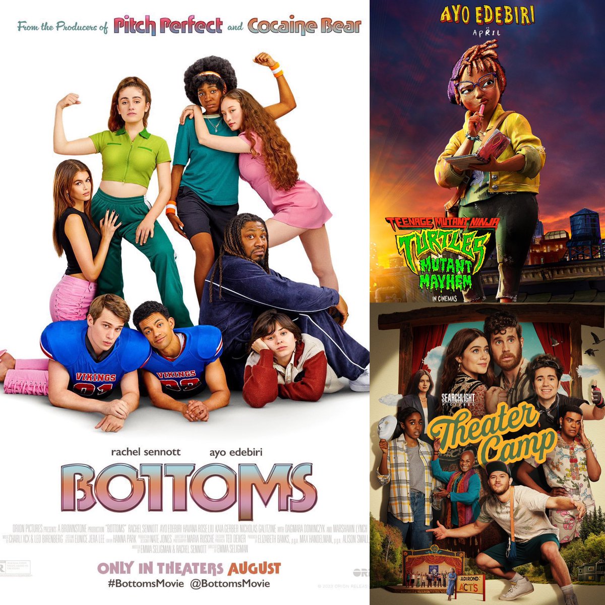 FilmUpdates's tweet photo. Ayo Edebiri currently has 3 movies playing in theaters. https://t.co/ODbKq51zI8