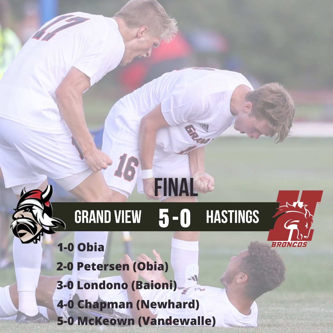 GVU_MSoccer's tweet photo. FINAL SCORE‼️

Grand View mens soccer get a 5-0 win in the season opener at home, against #22 ranked Hastings College! 

Next game: 
Wednesday August 30th, at Midland College. 

#redrising #grandviewmenssoccer #naia #heartofamerica #soccer #vikingathletics https://t.co/jN0cZ1uRsC