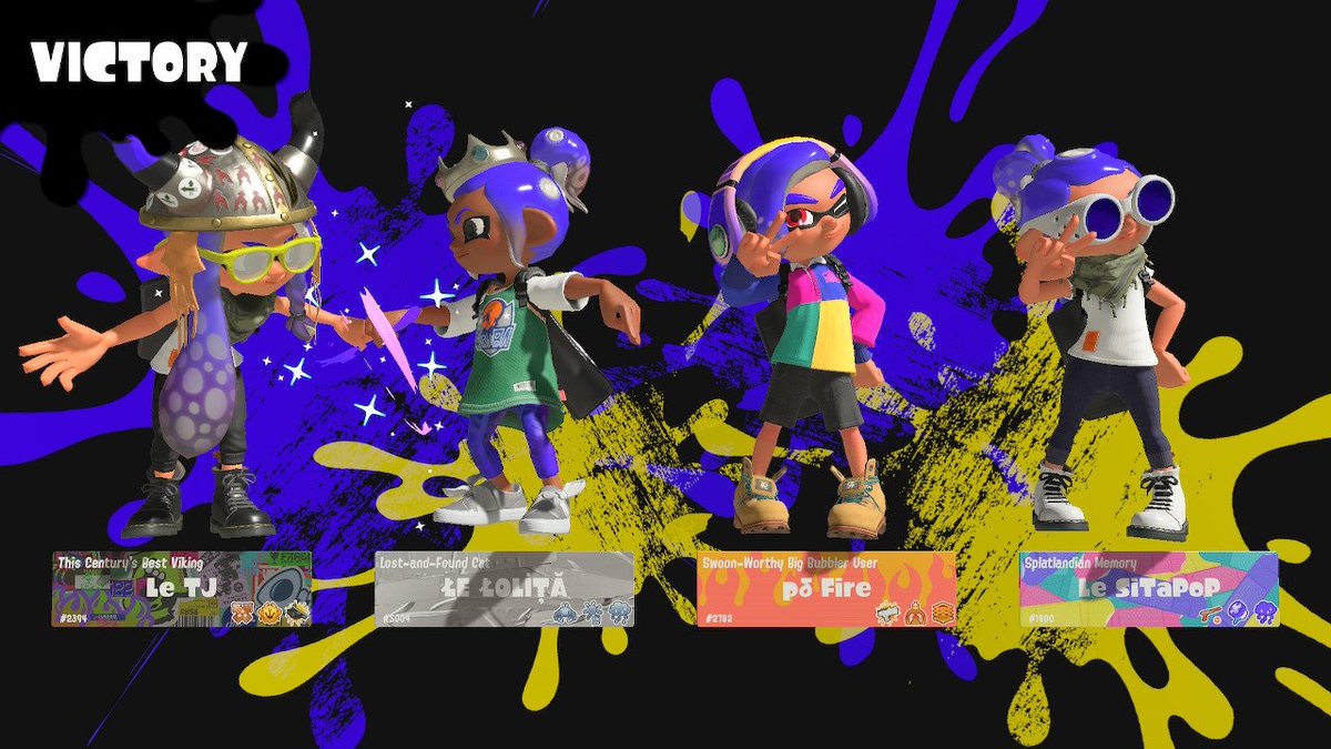 LeTJxxx's tweet photo. Yesterday's anarchy with @LeVeganLolita , @rousering and @Cabane99 . B u m p.

@LeClanFam #FistBump #Anarchy #Tower #Splatoon #Splatoon3 #Nintendo #NintendoSwitch https://t.co/k5xUHpKLIV