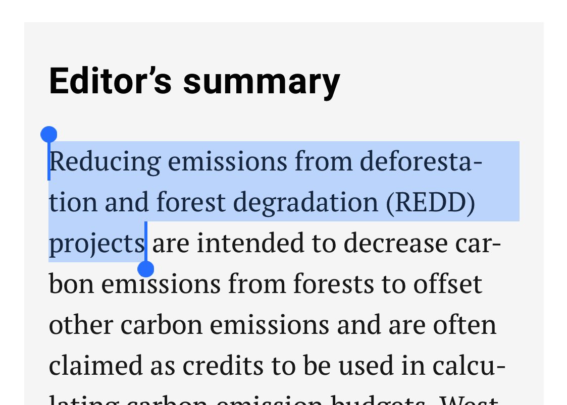 @_david_ho_ Hi David.
The paper published in @ScienceMagazine is about REDD projects - avoided deforestation, rather than tree planting. @hlavinka_e 
science.org/doi/10.1126/sc…