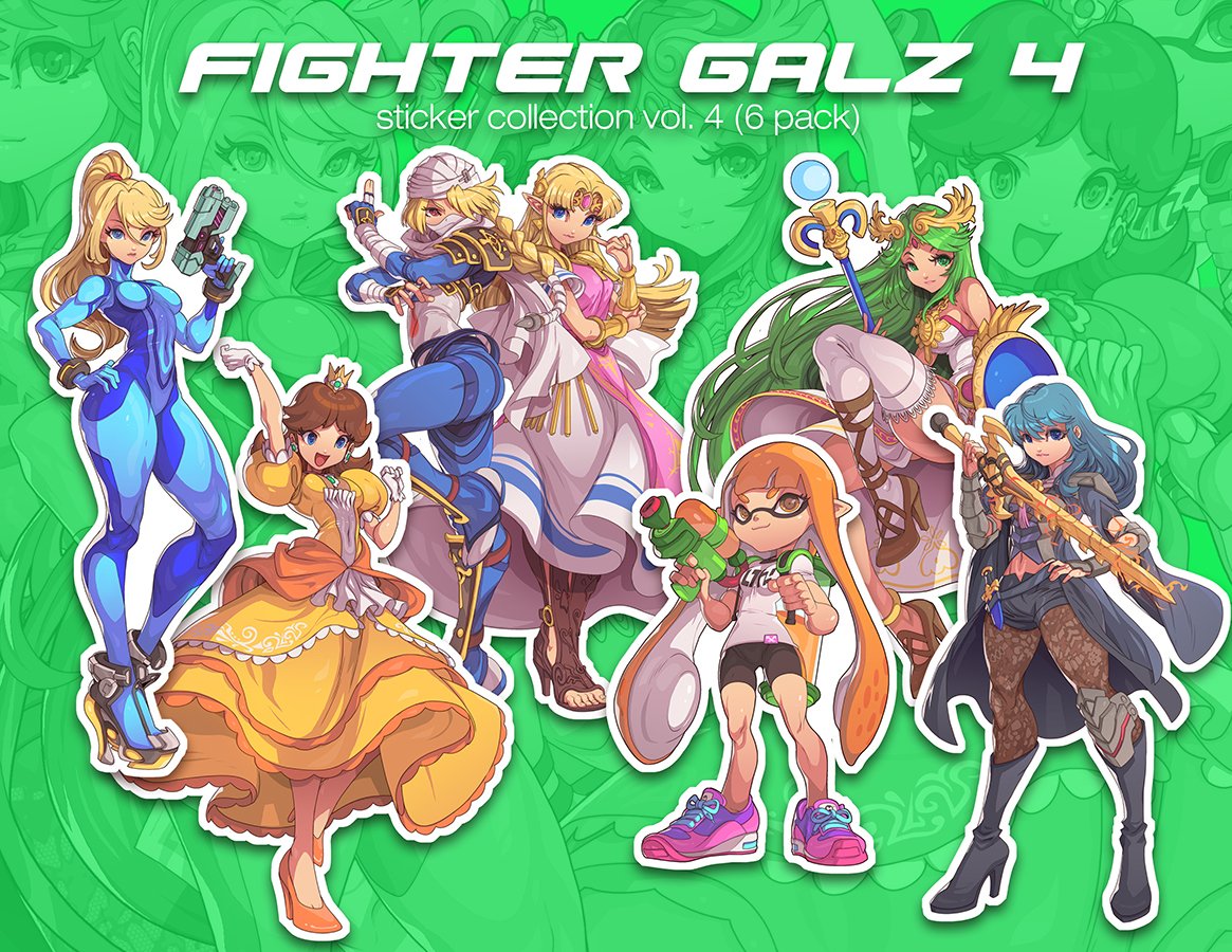 しずえ(あつ森) ,ルキナ(ファイアーエムブレム) ,ヒカリ(ゼノブレイド2) ,ホムラ(ゼノブレイド2) ,サムス・アラン 「a new sticker set is coming mid septembe」|Edwin Huangのイラスト