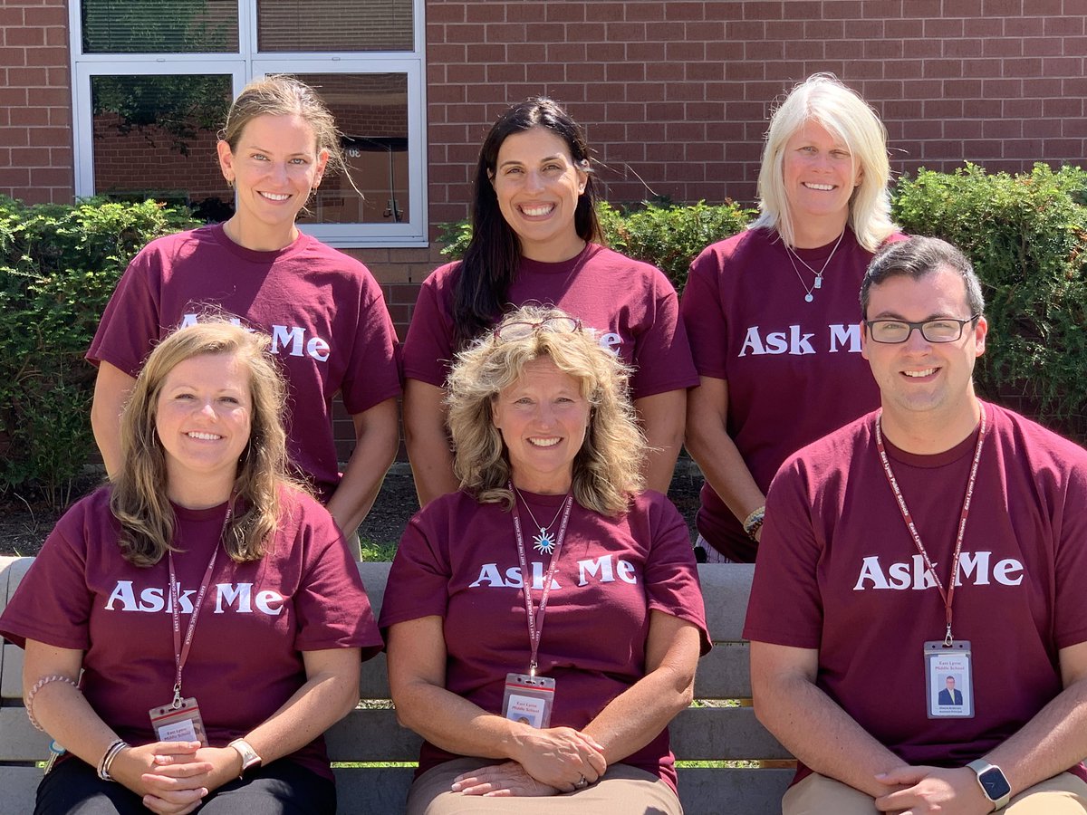 EastLymeMS's tweet photo. New to ELMS and have a question? ELMS administrators, counselors and security will be wearing “Ask Me” shirts on the first day of school. Ask any of us your questions! https://t.co/9c5zWIIIGo