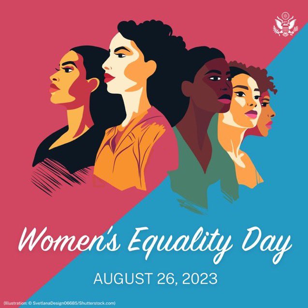 A graphic featuring five illustrated women. Text reads: Women's Equality Day August 26, 2023.