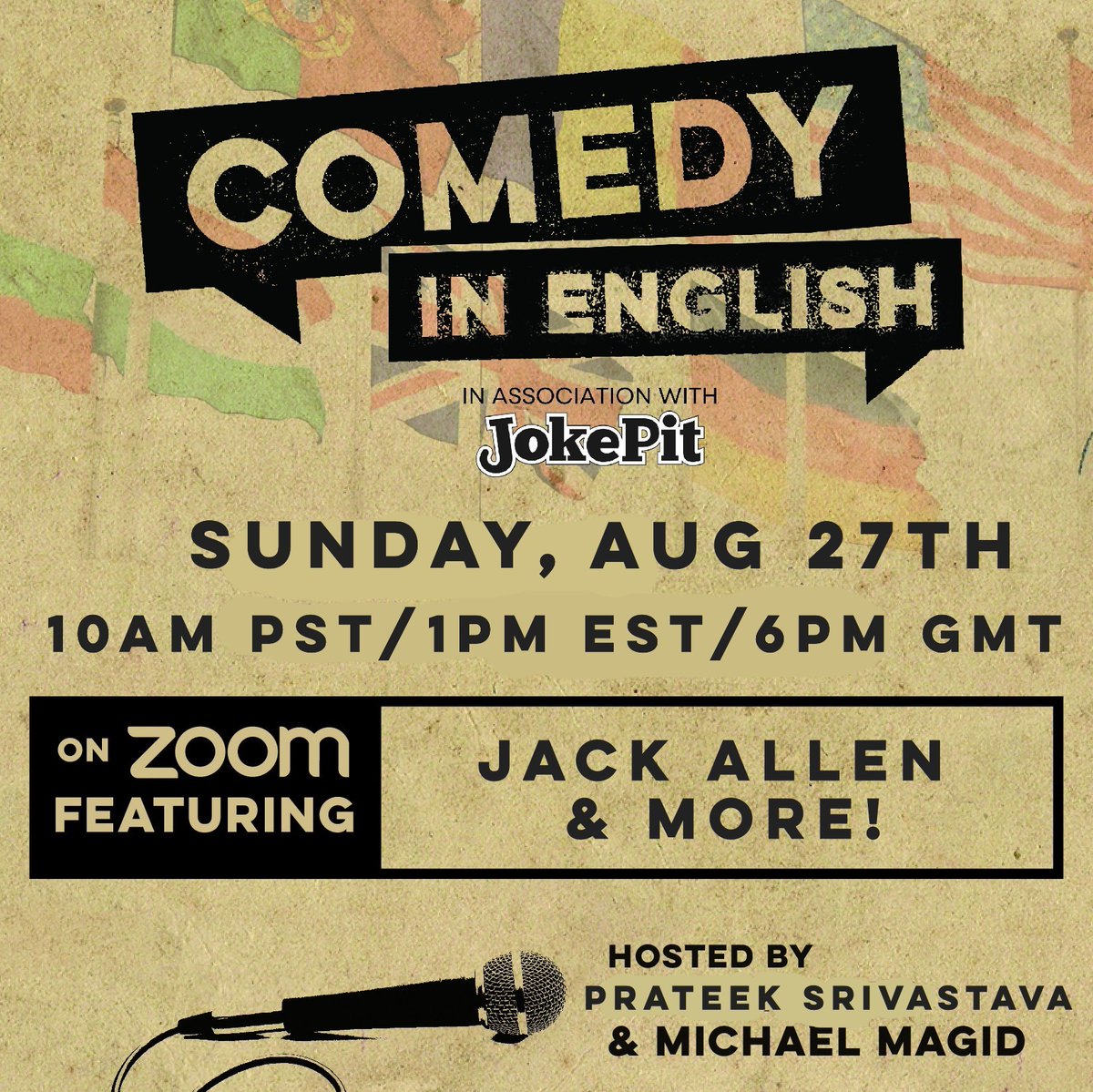 comedynenglish's tweet photo. Prev @kocomedy Virtual Zoom Shows
@ojwitt's "cabin"
@TheAdamGabel's "NY"
@michaelmagid's "dumplings"
Next 1 Sun Aug 27th 10am Pacific/6pm UK w/ Jack Allen!
FREE! (Donations Suggested) -https://t.co/gQgj6czQTG
#zoomshows #eventbrite @ComedyHubLive #comedyinenglish https://t.co/TbKgMeFY0j