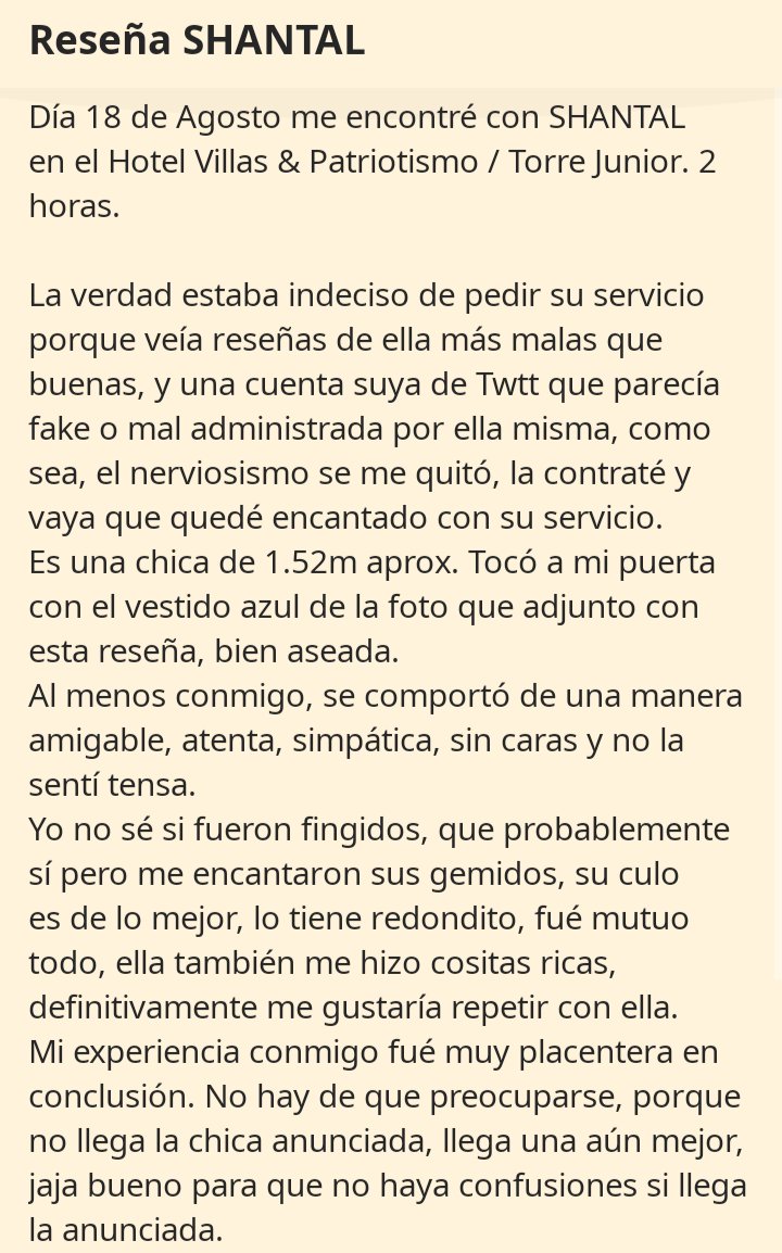 AlanMacquire's tweet photo. @_SiempreBueno @Conejitas34 Reseña SHANTAL.
Al no tener dónde compartir mi exp, me tomaré la libertad de hacerlo aquí, mi perfil no era para eso pero pues aquí estamos. Pronto haré otra cuenta donde comparta mis experiencias con chicas. Pero serán pocas eso sí

Les comparto mi experiencia con esta chica ✨ https://t.co/YSPjdzDjZa