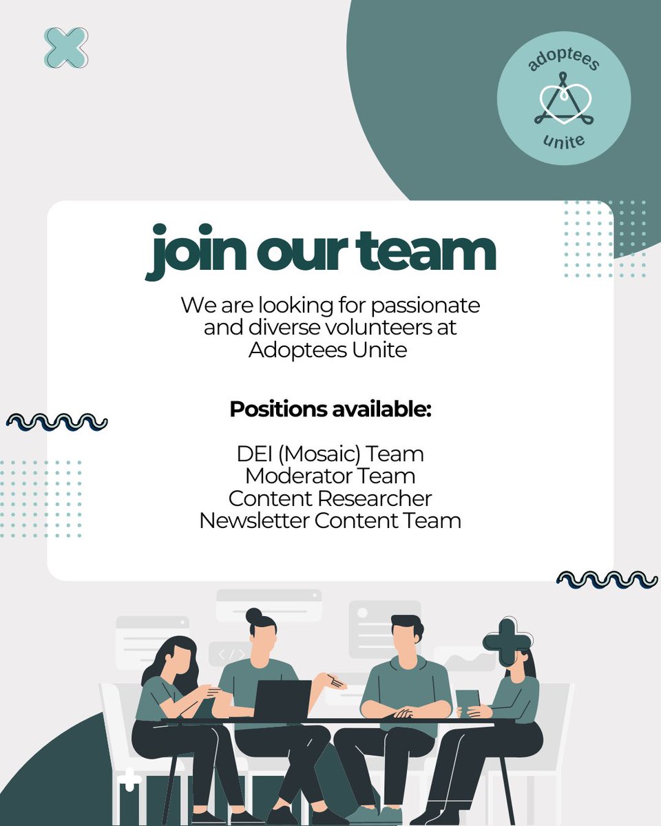 Hi #adoptees we’re looking for passionate volunteers within the adoptee community to apply for positions at Adoptees Unite. 

linktr.ee/au_team