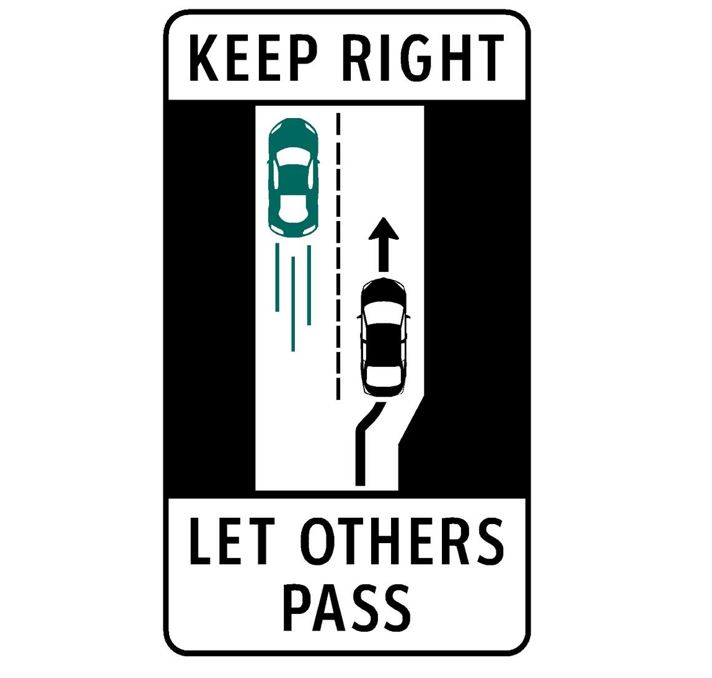 TranBC's tweet photo. Ever been stuck behind a slow moving vehicle travelling in the left lane of a highway?

Then you probably understand why "Keep Right, Let Others Pass" is the law on #BCHwys. 

Read up on the rule here: https://t.co/z2ZQcDPjgM

Happy #SignSaturday! https://t.co/cqoyahxlzs