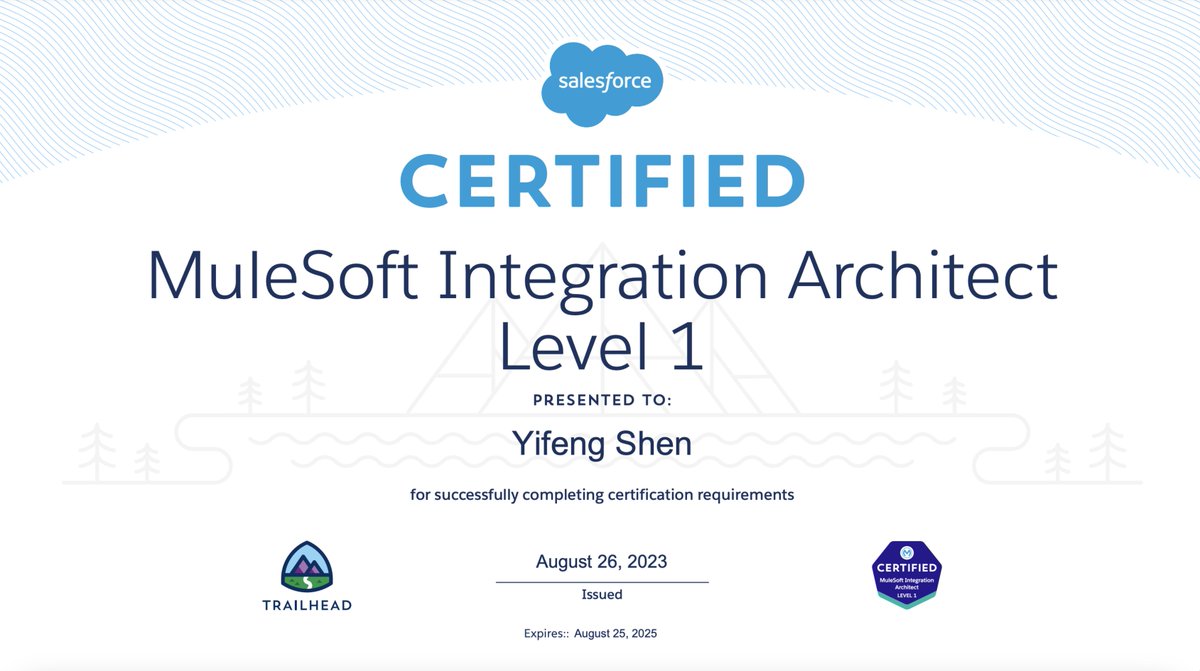 alphafeng's tweet photo. Happy to share the MuleSoft Integration Architect cert. https://t.co/z2Ccne4r2W