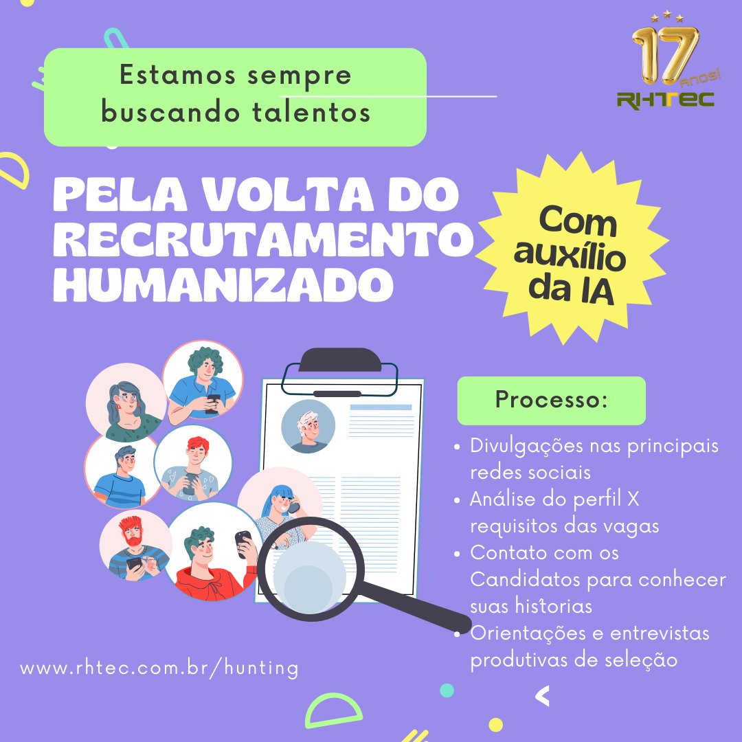 RHTEC's tweet photo. https://t.co/wyeKfNbfGk
Recrutamento e Seleção Humanizado https://t.co/VQqLjzHF0L