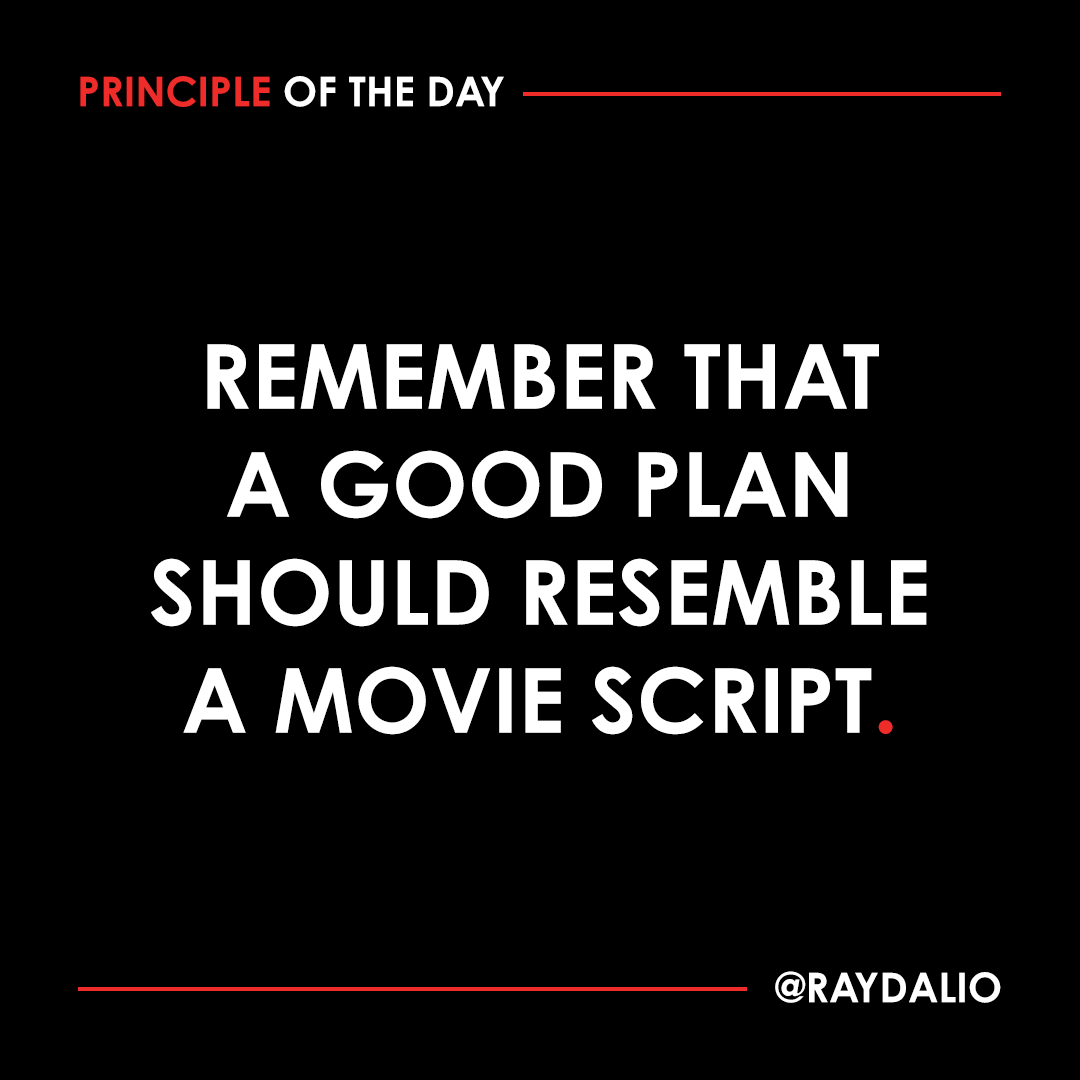 RayDalio's tweet photo. The more vividly you can visualize how the scenario you create will play out, the more likely it is to happen as you plan. Visualize who will do what when and the result they'll produce. This is your mental map of your machine. Recognize that some people are better or worse at visualization. Accurately assess your own abilities and those of others so you can use the most capable people to create your plans. #principleoftheday