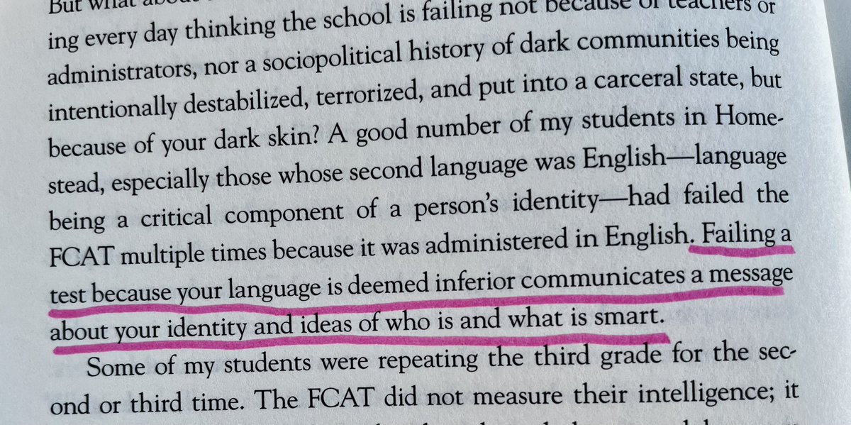 emilyfranESL's tweet image. “Failing a test because your language is deemed inferior communicates a message about your identity and ideas of who is and what is smart.” #WeWantToDoMoreThanSurvive @BLoveSoulPower 🔥 

#LanguageMatters #MyLanguageMyIdentity
#HomeLanguageToAccessContent