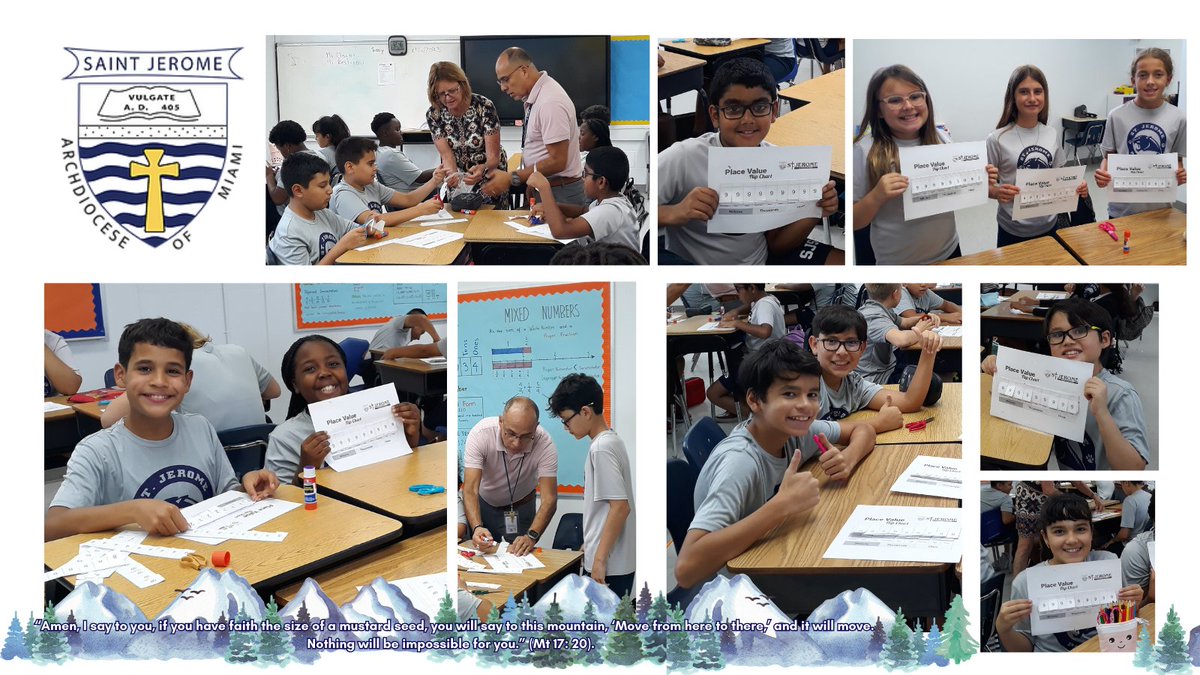 stjeromeschool1's tweet photo. You'll "flip" once you see the pictures from math class this week! Sixth graders reviewed place value and all the different ways to show a number from standard form to expanded form by making a fun flip chart. This is an excellent resource for the students!👨‍🏫📘 https://t.co/XWBBLPiK1k