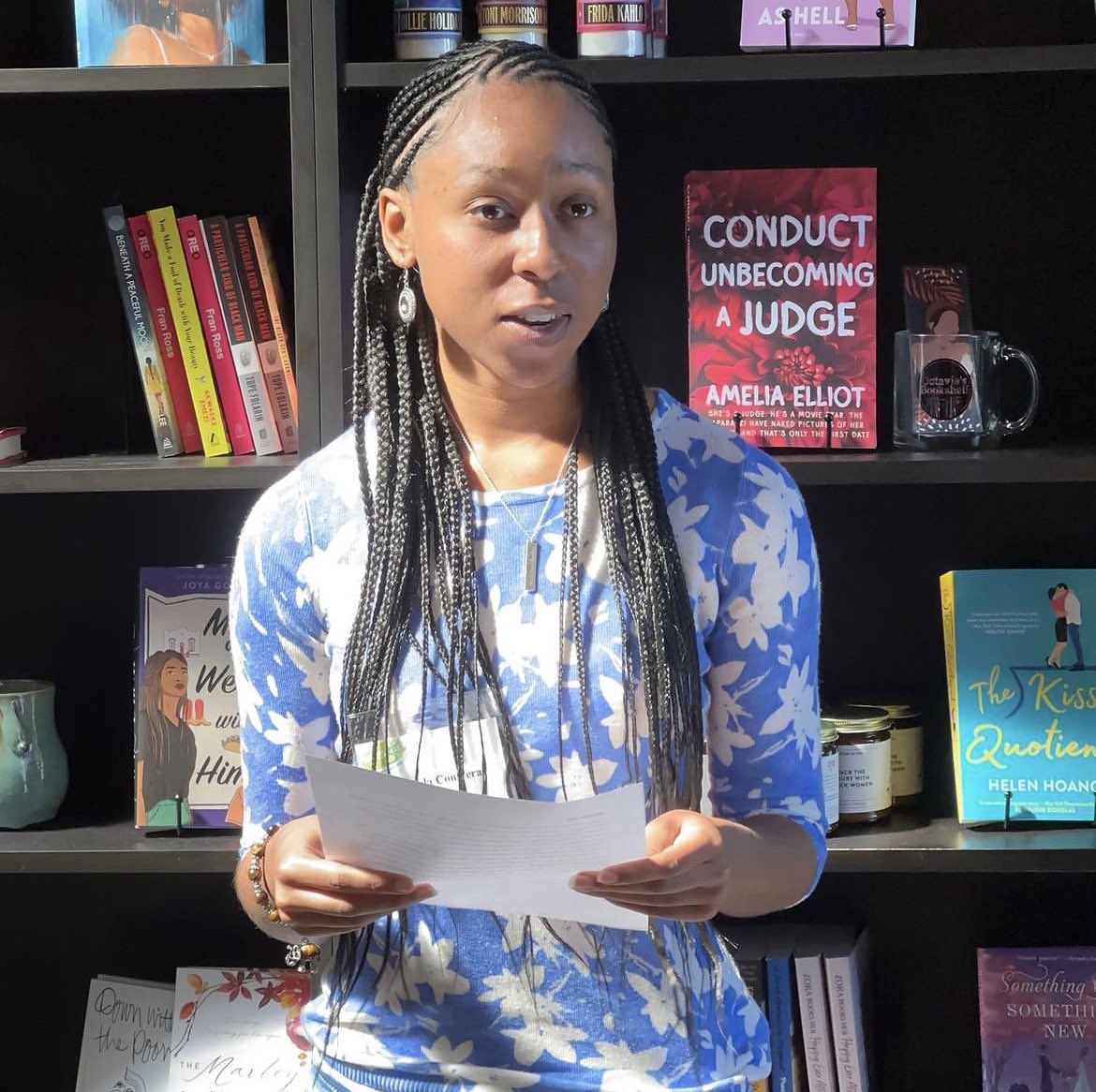 WriteGirl alum Shandela shares her poem “About Me” to chuckles of recognition as we celebrate the launch of our creativity journal “What’s Behind the Blue Door” at @OctaviasBkshelf in Pasadena! #BlueDoor #writingjournal #writingprompts