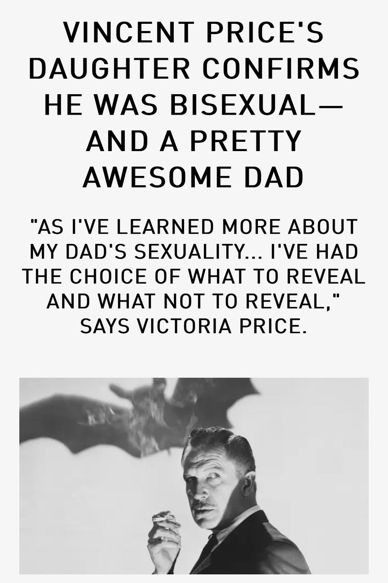 gothspiderbitch's tweet photo. Why be transphobic when you could be like bisexual, polyamorous, anti-fascist, anti-racist, anti-colonialist, Rock Hudson-loving, Anita Bryant-hating, queer-advocating horror king Vincent Price? https://t.co/jNmg129iWQ